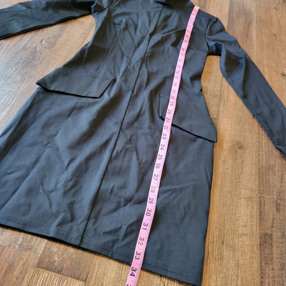 Black Bodycon Stretchy Dress With High Neck Long Sleeves - Picture 9 of 9